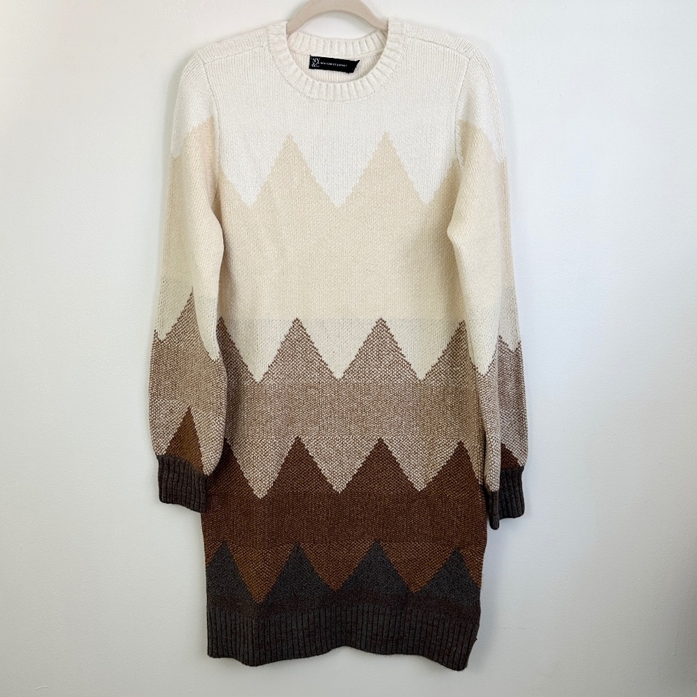 Long Sleeve Chevron Sweater Dress